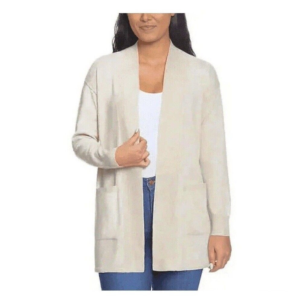 Gloria Vanderbilt Women's Open Front Lightweight Cardigan Relaxed Cream Size S